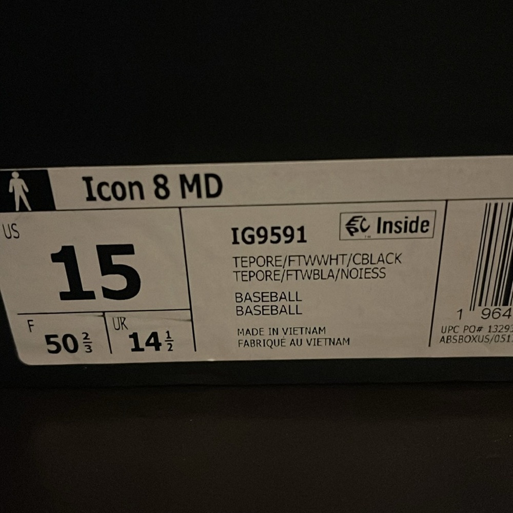 NIB ADIDAS ICON 8 MD RED BASEBALL CLEATS SIZE 15 - Picture 3 of 4
